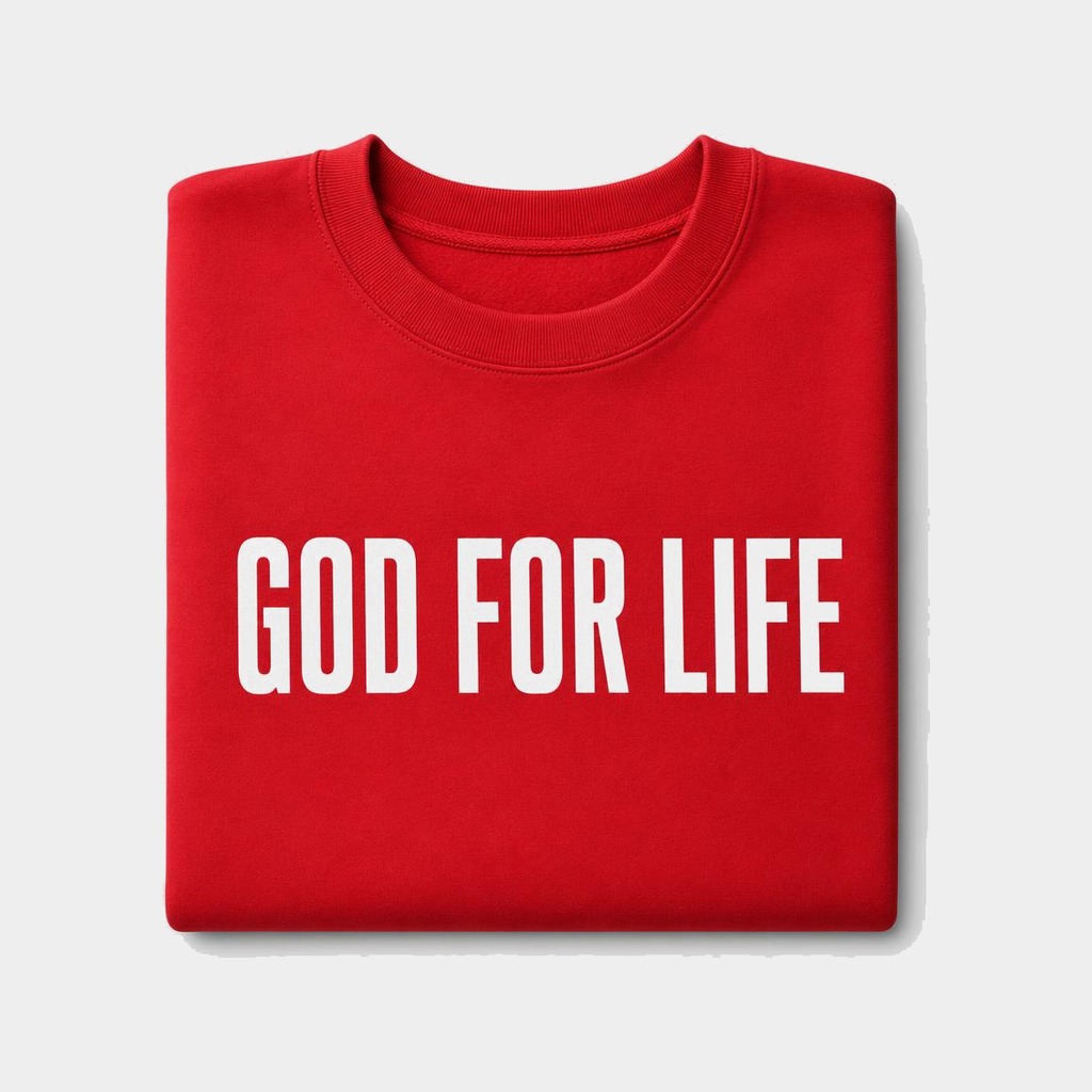 God For Life Statement Crewneck in Red