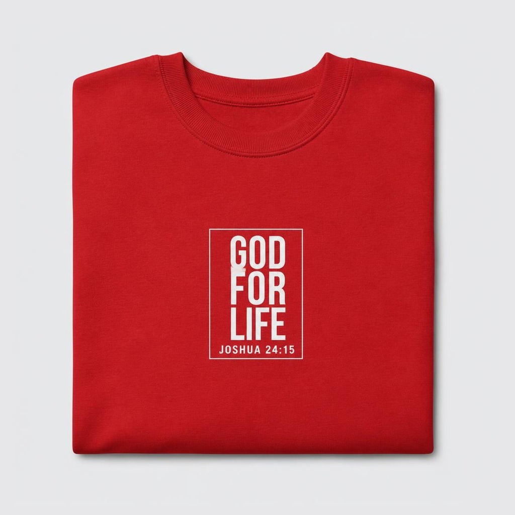 God For Life Commitment Crewneck in Red