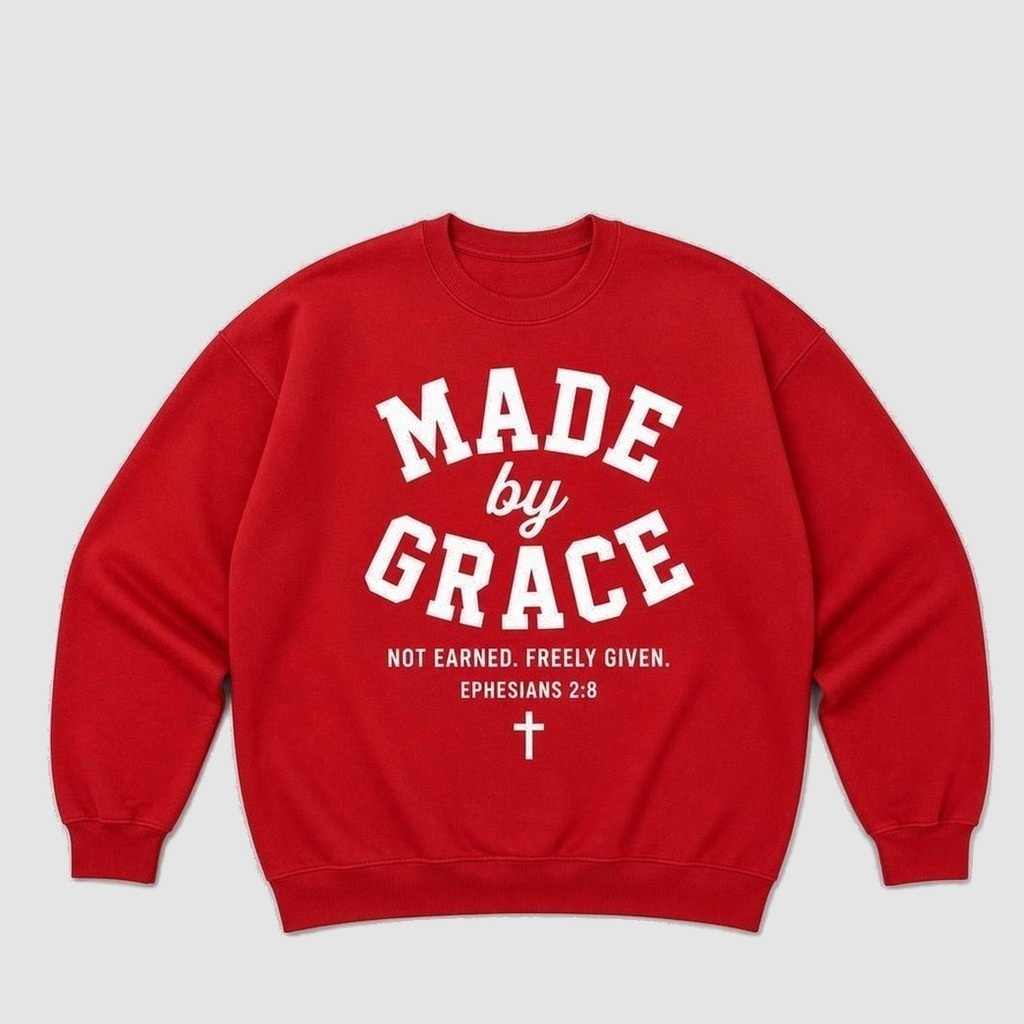 Made by Grace Eph. 2:8 Crewneck in Red