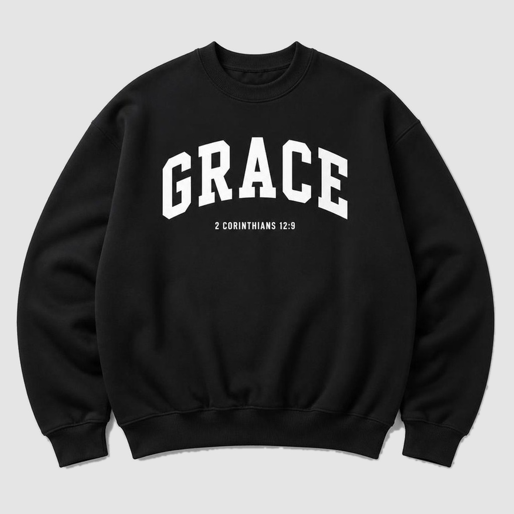 Grace 2 Cor. 12:9 Crewneck in Black