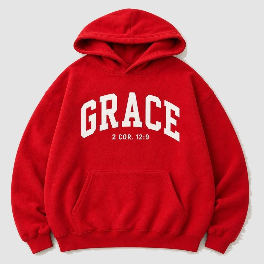 Grace 2 Cor. 12:9 Hoodie in Red