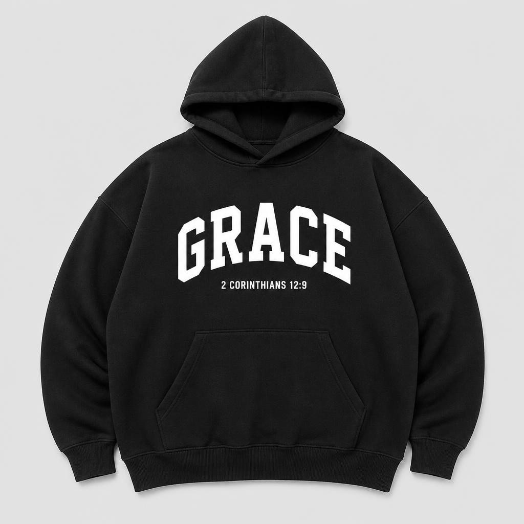 Grace 2 Cor. 12:9 Hoodie in Black