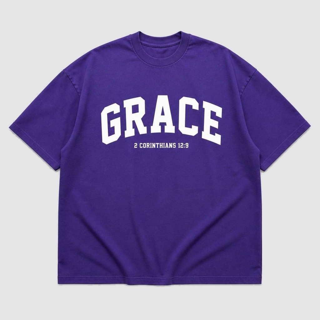 Grace 2 Cor. 12:9 Tee in Royal Purple